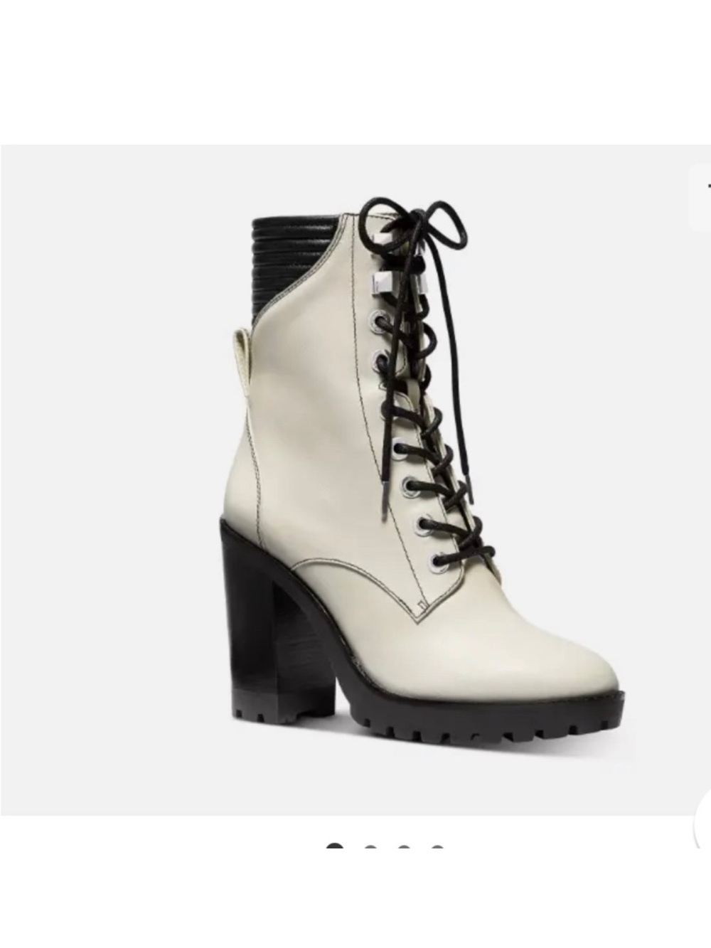 Michael Kors Cream and Black Lace-Up Boots